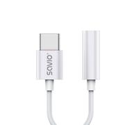 Savio ak-51 cable de audio 0,11 m 3,5mm usb tipo c blanco