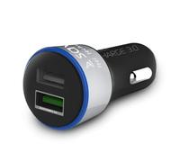 Savio Cargador de Coche USB SA-06B Negro, Adaptador Mechero Enchufe para Coche