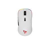 Savio Ratón gaming RIFT WHITE – RGB, modo dual Bluetooth y USB-C 10000 DPI Ultraligero mano derecha