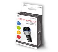 Savio Cargador de Coche USB SA-06B Negro, Adaptador Mechero Enchufe para Coche