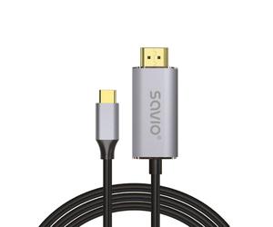 Savio usb-c to hdmi 2.0b cable 2m silver / black gold tips cl-171 cabl