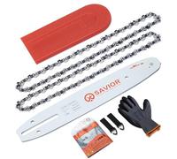 Savior - Cadena de motosierra (2 unidades, incluye protector guía y guía de 25 cm, 3/8", LP 40 eslabones 1,3 mm, compatible con Makita, Husqvarna, Dolmar y otros