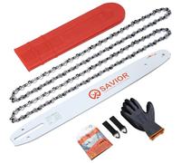 Savior - Cadena de motosierra (2 unidades, incluye protector guía y guía de 40 cm, 3/8", LP 56 eslabones de 1,3 mm, compatible con Oregon, Husqvarna, Makita, McCulloch y otras