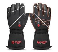 SAVIOR HEAT Guantes Calefactables Batería Recargable Hombre Mujer, Guantes Calefactables de Cuero Palma para Esquí Patinaje de Invierno, Guantes Térmicos para Motociclismo Caza 2.5-7 Horas