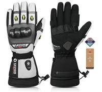 SAVIOR HEAT Guantes calefactables Guantes de Moto Recargables Guantes de Bicicleta Impermeables Guantes de Ciclismo Mujer Hombre Guantes Invierno para Esquiar, Caza y Pesca (Large)