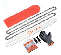Savior - Lote de 2 cadenas de motosierra con protector de guía y guía de 35 cm - 3/8" LP 52 eslabones 1,3 mm - Compatible con Husqvarna, Makita, Einhell, Ryobi y otras