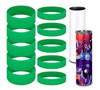 SAVITA 10 Piezas Bandas de Silicona para Sublimación Verde Anillos de Bandas de Goma Resistentes al Calor Bandas de Goma Anchas para Botellas de Agua de Bricolaje Vasos Termos Evita el Efecto Fantasma
