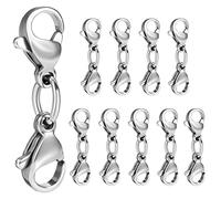 SAVITA 10 Piezas Doble Broche de Langosta, Acero Inoxidable 2,5cm Broche de Langosta para Joyería Conector de Doble Garra para Collar Pulsera Fabricación de Joyas (Plata)