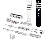 SAVITA 10uds Anillos Decorativos para Reloj, Decoración de Diamantes con Purpurina Abalorios Correa Reloj Inteligente Adorno de Metal con Hebilla para la Serie Iwatch (Plateado, sin Correa)