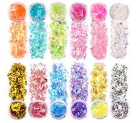 SAVITA 12 Colores Copos de Purpurina Iridiscente Lentejuelas Holográficas para Uñas Purpurina Gruesa Epoxi de Resina Irregular Pintura Manualidades Cosméticos para Festivales Purpurina Corporal