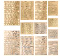 SAVITA 12 hojas pegatinas de alfabeto, números adhesivos con letras y números, mini letras autoadhesivas, para álbumes de recortes, fotos, bricolaje (2 tamaños, 2 colores)