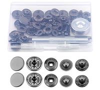 SAVITA 12 Juegos Botones a Presión de Metal Kit de Cierres de Cuero con 4 Herramientas de Instalación Corchetes Presión Metálicos Botón de Presión para Ropa Jeans Cinturón Tela, 15 mm