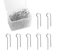 Savita 120 Piezas 4,3 cm Alfileres en U Florales, Piquetas Jardin Alfileres Verdes Alfiler de Helecho en Forma de U Floral con Caja de Almacenamiento para Arreglos Corona Paja (Plateado)