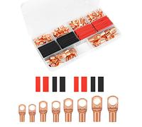SAVITA 120 Piezas Kit de Terminales de Cobre Estañado, 4/6/8/10/12AWG Incluye 60 Piezas Terminal de Cable y 60 Tubos Termorretráctiles Extremos de Cable de Batería para Engarzado de Cables Eléctricos