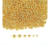 SAVITA 1200 Piezas Abalorios De Oro Cuentas Espaciadoras Cuentas Espaciadoras De Bolas Redondas En Forma De Bola Para La Fabricación De Pulseras De Joyería De Bricolaje (8 mm, 6 mm, 4 mm)