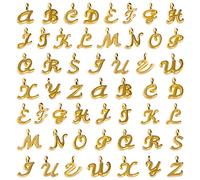 SAVITA 130 piezas Abalorios de Letras ABC Mini Alfabeto A-Z Aleación de Zinc Pulsera Collar Colgantes para Fabricación de Joyas DIY (Oro)