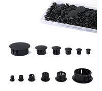 SAVITA 155 Piezas 6 tamaños Tapones para Agujeros, 3/16", 1/4", 5/16", 3/8", 1/2", 1" Tapones para Agujeros Tapones de Plástico para Tornillos Cocina Armario Muebles (Negro)