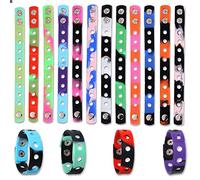 SAVITA 16 Piezas Pulseras de Silicona con Agujeros para Dijes, Pulseras de Goma de Colores Pulsera Silicona Ajustable con Patrón de Camuflaje para Bricolaje Fiesta de Cumpleaños (17,8cm de Largo)