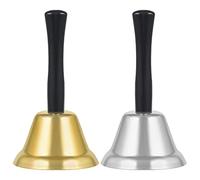 SAVITA 2 Piezas 7.5 x 12.4cm Campana De Mano de Navidad, Campana de Llamada Clara y Ruidosa Campana de Alarma de Mango de Madera para Decoraciones de Alarma de Navidad Eventos Escuela Servicios de Ho