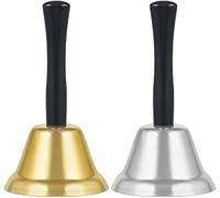 SAVITA 2 Piezas Campanas de Mano de Metal, Campanita Cascabeles Grandes Campana de Llamada Fuerte, Timbre de Madera, Timbre para Eventos de Bodas, Hoteles, Servicio para Pacientes Mayores (5 x 9 cm)