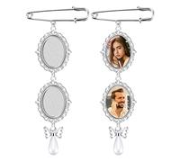SAVITA 2 Piezas Colgante para Ramo de Novia, con 4 Piezas Cabujones de Ovalados Estética Clásica Colgante con Cabujon con Diseño de Encaje para Manualidades Bricolaje (Colgante de Mariposa Perlas)