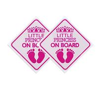 SAVITA 2 Piezas Pegatinas para Parachoques de Bebé, Pequeña Princesa a Bordo Baby in Car Sticker para Varios Vehículos (Rosa)