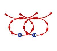 SAVITA 2 Piezas Pulseras de Mal de Ojo, Cuerda de Mal de Ojo Hecha a Mano Ajustable Pulsera de la Suerte Evil Eye Bracelet para Mujeres Hombres Niñas Niños (Rojo)
