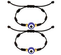 SAVITA 2 Piezas Pulseras de Mal de Ojo, Cuerda de Mal de Ojo Hecha a Mano Ajustable Pulsera Ojo Turco de la Suerte Evil Eye Bracelet para Mujeres Hombres Niñas Niños