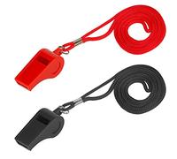 SAVITA 2 Piezas Silbatos Deportivos, Sonido Fuerte ABS Silbato Plástico con Cordón en Entrenamiento Supervivencia Emergencia Deportes para Árbitro Entrenador Profesor Perros (Negro, Rojo)