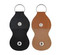 Savita 2 uds. Soporte para Llavero con Púa de Guitarra, PU Cuero Guitar Pick Holder Llavero Bolsa Plectrum Llavero Estuche para Guitarristas (Negro, Marrón)