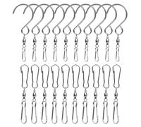 SAVITA 20 Piezas Clips Giratorios, Swivel Hooks Giratorio de Viento Giratorio de 360 Grados Ganchos en Espiral para Molino de Viento Comedero de Pájaros Enrolladores de Cristal (2 Estilos, Plateado)