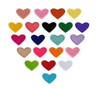 SAVITA 20 piezas parche termoadhesivo, mini parche termoadhesivo, mini parches, corazón colorido para adornos y reparación de ropa