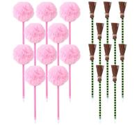 SAVITA 20 Uds Bolígrafos Princesa y Bruja, Bolígrafos con Pompón Rosa Escoba Suministros para Fiesta de Bruja y Princesa para Decoración de Fiesta Regalo