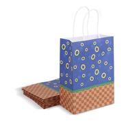 SAVITA 20 Uds Bolsas de Regalo Azules con Asas, Doble Cara Temática Dibujos Animados Papel Bolsas de Dulces para Cumpleaños Videojuegos y Fiestas