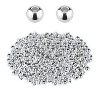 SAVITA 200 Piezas 6 mm Cuentas Espaciadoras Redondas para Hacer Joyas, Cuentas Espaciadoras de Metal Plata Cuentas Redondas Lisas para Hacer Pulseras Collares Pendientes Manualidades