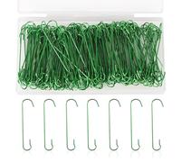 SAVITA 200 Piezas de Ganchos Bolas de Navidad, 6x1,3cm Ganchos para Adornos de Árbol de Navidad en Forma de C con Caja de Almacenamiento Ganchos de Metal Flexibles para Decoración Navideña (Verde)