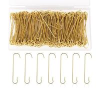 SAVITA 200 Piezas de Ganchos Bolas de Navidad, 6x1,3cm Ganchos para Adornos de Árbol de Navidad en Forma de C con Caja de Almacenamiento Ganchos de Metal Flexibles para Decoración Navideña (Oro)