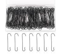 SAVITA 200 Piezas de Ganchos Bolas de Navidad, 6x1,3cm Ganchos para Adornos de Árbol de Navidad en Forma de C con Caja de Almacenamiento Ganchos de Metal Flexibles para Decoración Navideña (Negro)