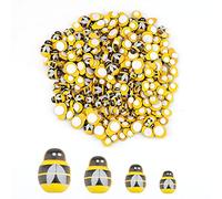 SAVITA 200 Piezas Pequeños Adornos Abeja de Madera - Autoadhesivo Etiquetas Engomadas de la Abeja para Craft Scrapbooking Decoración de Bricolaje, Baby Shower, Cumpleaños, Fiesta