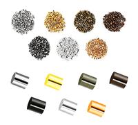 SAVITA 2000 Piezas Abalorios Tubo Crimp Tubes Abalorios de Crimpado Cuentas Espaciadoras Laton para Fabricación de Joyas Pulseras Encantos Bricolaje (7 Colores Oro Bronce, Cobre Rojo, Plata, Oro KC)