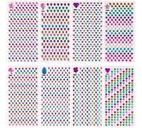 SAVITA 2000+ Stickers Infantiles 3D Pegatinas Kit Glitter Sparkle Adhesivo Aretes para Niños Chicas Múltiples Colores y Formas (9 Hojas)