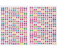 SAVITA 2000+ Stickers Infantiles 3D Pegatinas Kit Glitter Sparkle Adhesivo Aretes para Niños Chicas Múltiples Colores y Formas (4 Hojas)