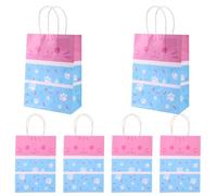 SAVITA 20uds Bolsas de Regalo Casa Muñecas Gato, Bolsas Golosina Papel Kraft con Temática de Dibujos Animados Embalaje Rosas y Azules Decoración Fiesta Cumpleaños para Niñas y Niños Baby Shower