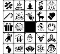 SAVITA 24 Piezas Navideñas para Manualidades, para Pintar Reutilizables para Madera para Manualidades de Navidad Decoración de Pared de Madera