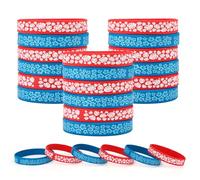 SAVITA 24 Pulseras de Silicona Anime, Lindas Temática Hawaiana Pulseras con Estampado de Flores Suministros para Fiestas con Temática Roja y Azul para Cumpleaños y Baby Shower
