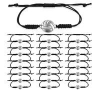 SAVITA 24 Pulseras de Voleibol, Pulsera de Voleibol Cuerda Trenzada Ajustable con Decoración de Colgante Voleibol, Regalos para Adolescentes, Mujeres, Hombres, Jugadores