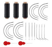 SAVITA 25 piezas Juego Agujas Coser, Agujas Curvas Hilo Negro Coser con Enhebrador, Agujas de Costura a Mano Agujas de Coser para Hacer Pelucas Costura Trama de Pelo Extensión de Trenza