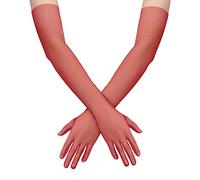 SAVITA 27.6inch Mujeres Guantes largos Elástico Longitud del codo Guantes de tul largo transparentes Guantes de disfraces de malla para Halloween Cosplay Ópera Boda Despedida de soltera Prom (rojo)