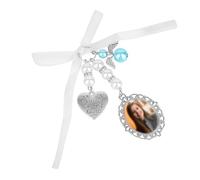 SAVITA 2uds Colgante para Ramo de Novia con Foto y Cabujón Vidrio Ovalado, Estético Soporte Dije Ramo Novia con Lazo Diamantes Imitación Perlas Colgante Forma Corazón para Fiesta Bodas