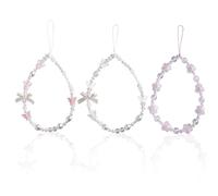 SAVITA 3 correas de pulsera con cuentas para teléfono, correa de muñeca con diseño de mariposa, flor, mal de ojo, nudo de lazo para mujer, llavero, M, resina, perlas artificiales, cuentas de cristal